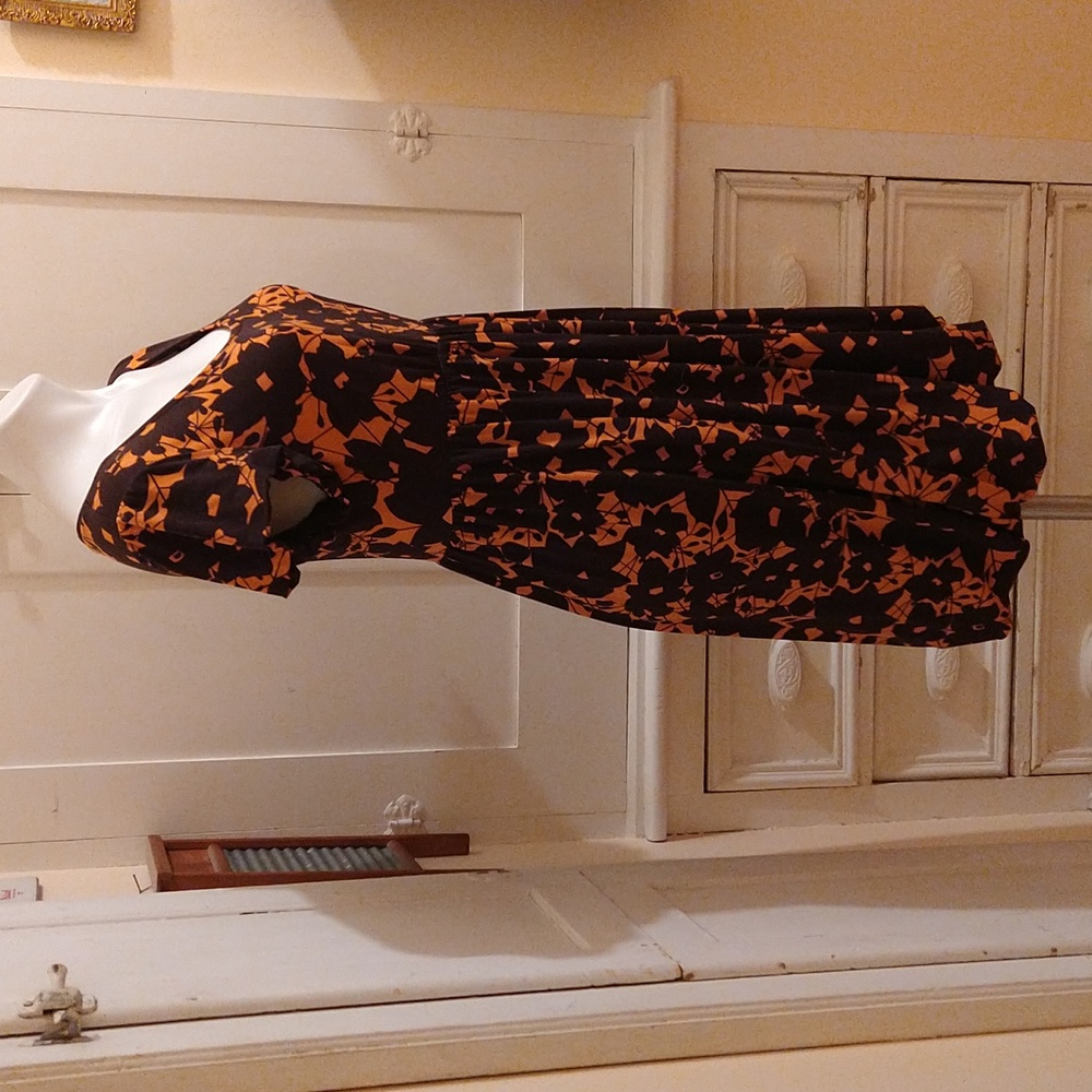 Apt 9 stretch brown and orange stretch dress Sz S - Picture 2 of 9